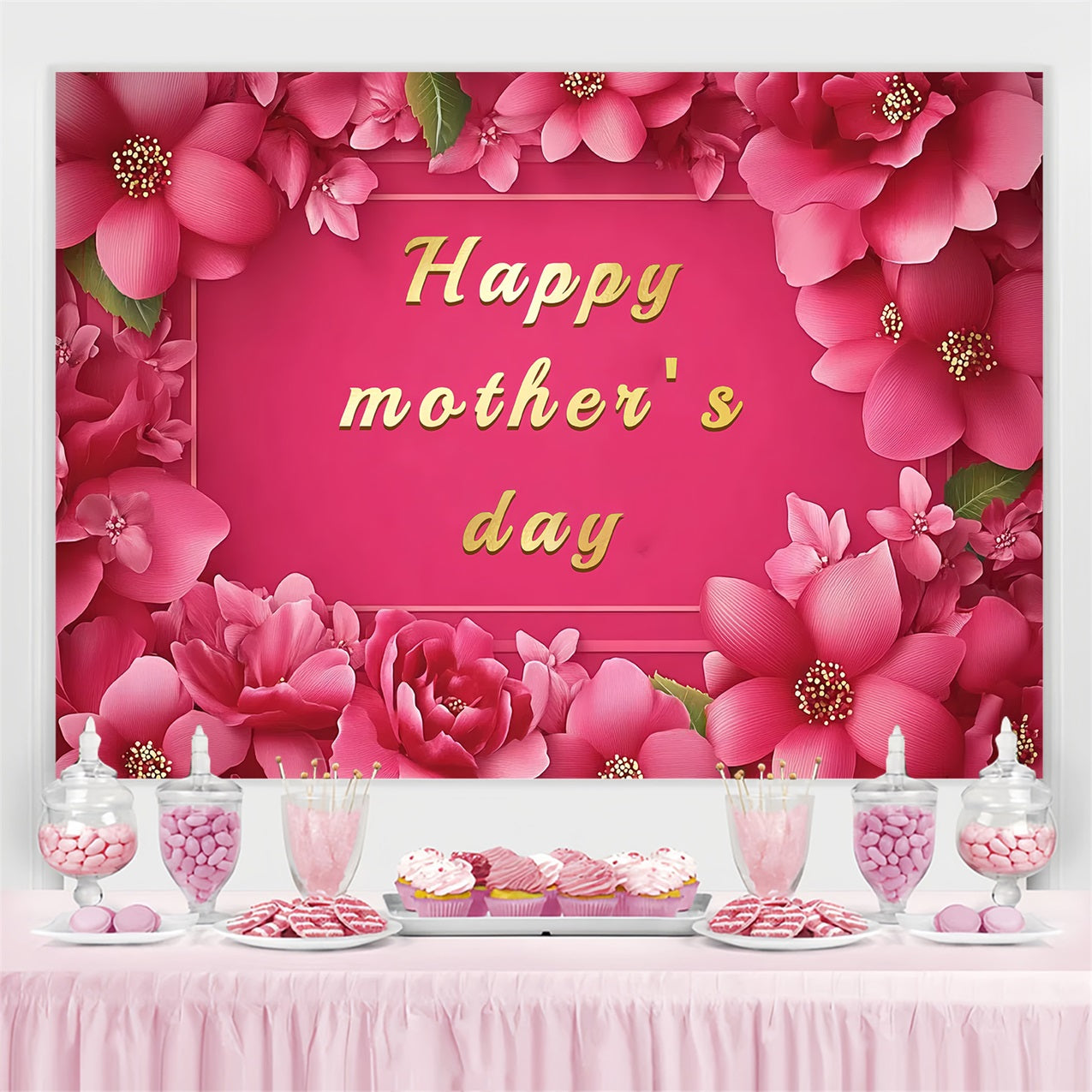 Toile de fond Fête des Mères Personnalisable Floral Rose Luxueux CSH3-132