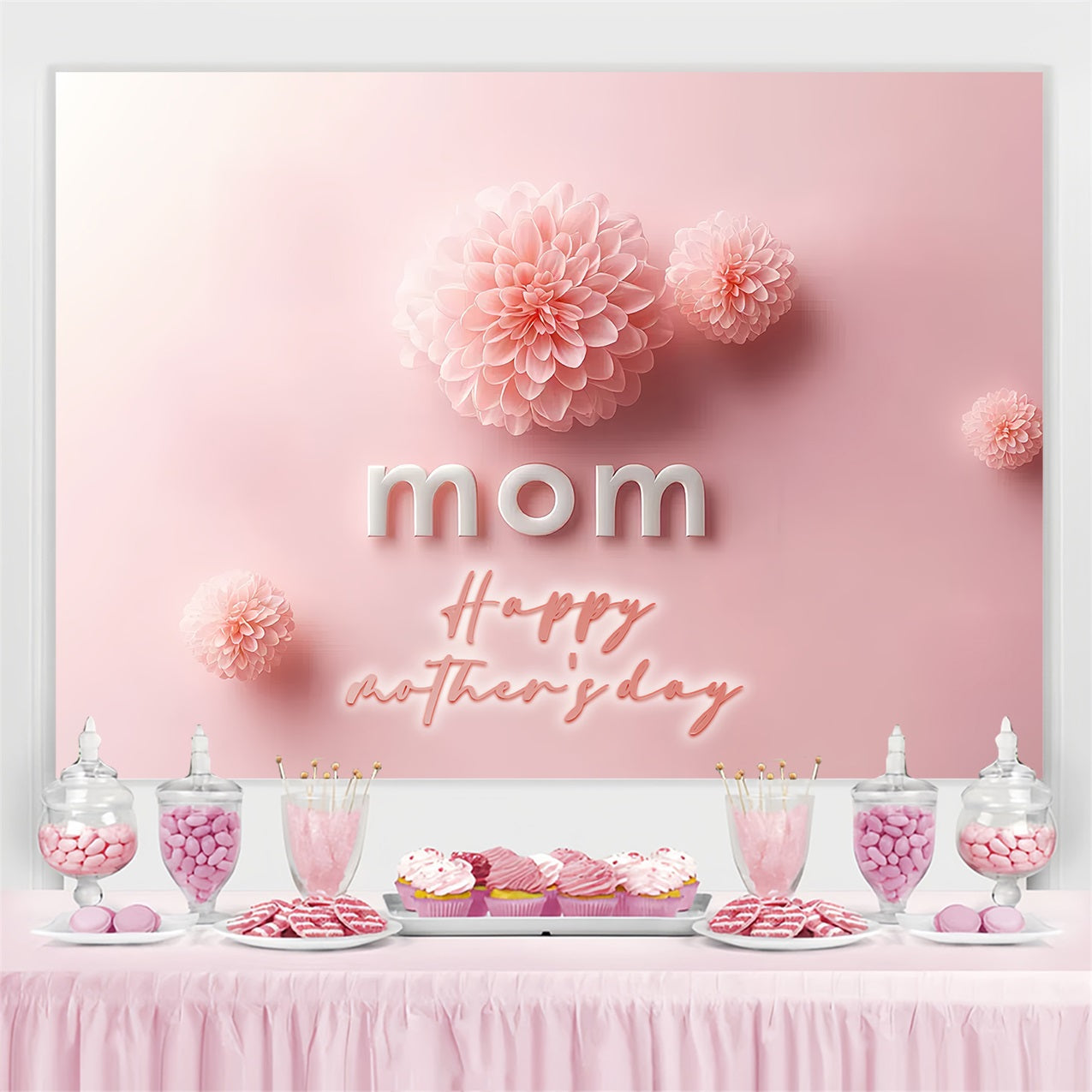 Toile de fond Fête des Mères Personnalisable Éclosion Blush Maman CSH3-135