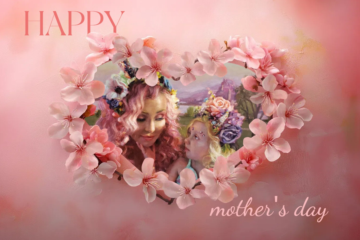 Toile de fond Fête des Mères Personnalisable Pays des Merveilles Floral Fantaisie CSH3-147