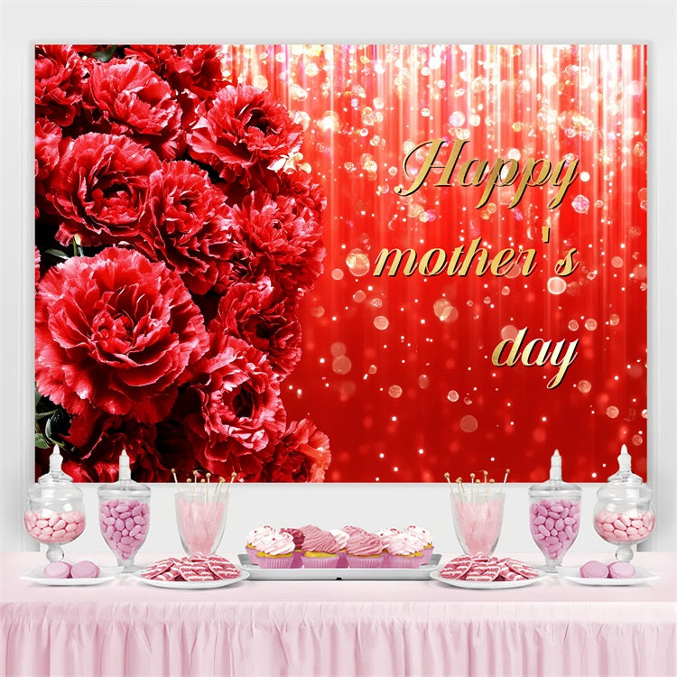 Toile de fond Fête des Mères Personnalisable Œillet Rouge Paillettes CSH3-156