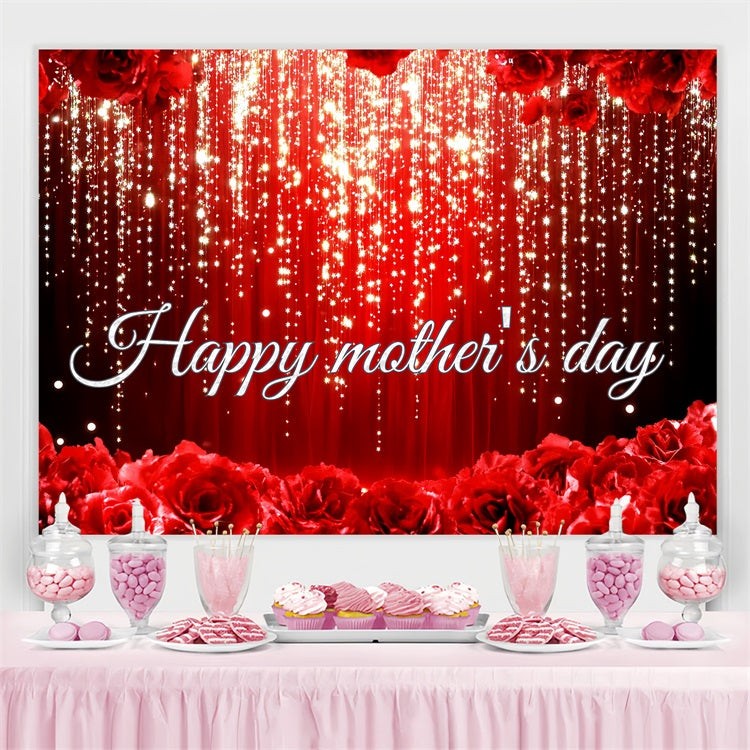 Toile de fond Fête des Mères Personnalisable Rose Rouge Étincelante CSH3-157