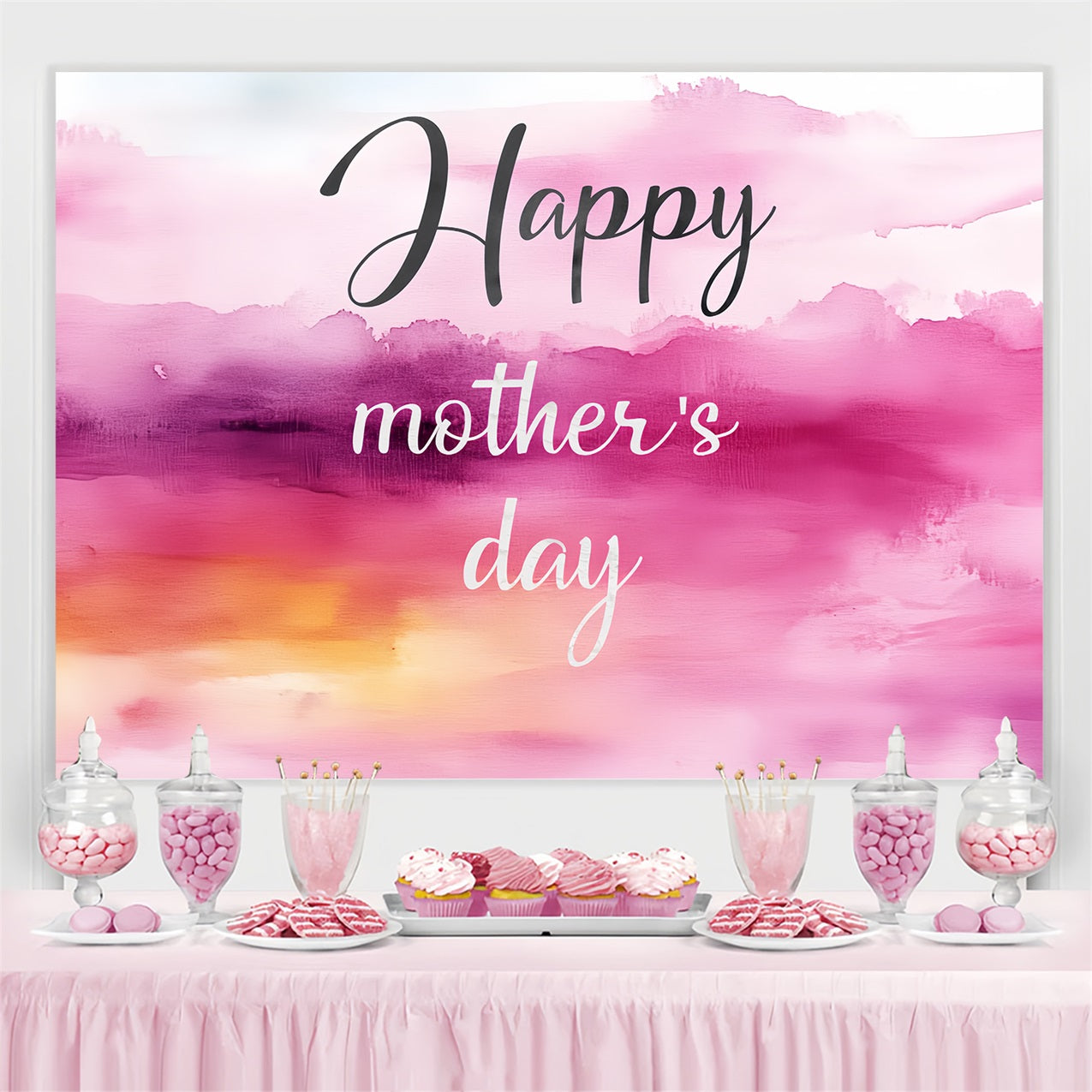 Toile de fond Fête des Mères Personnalisable Aquarelle Abstraite Rose CSH3-160
