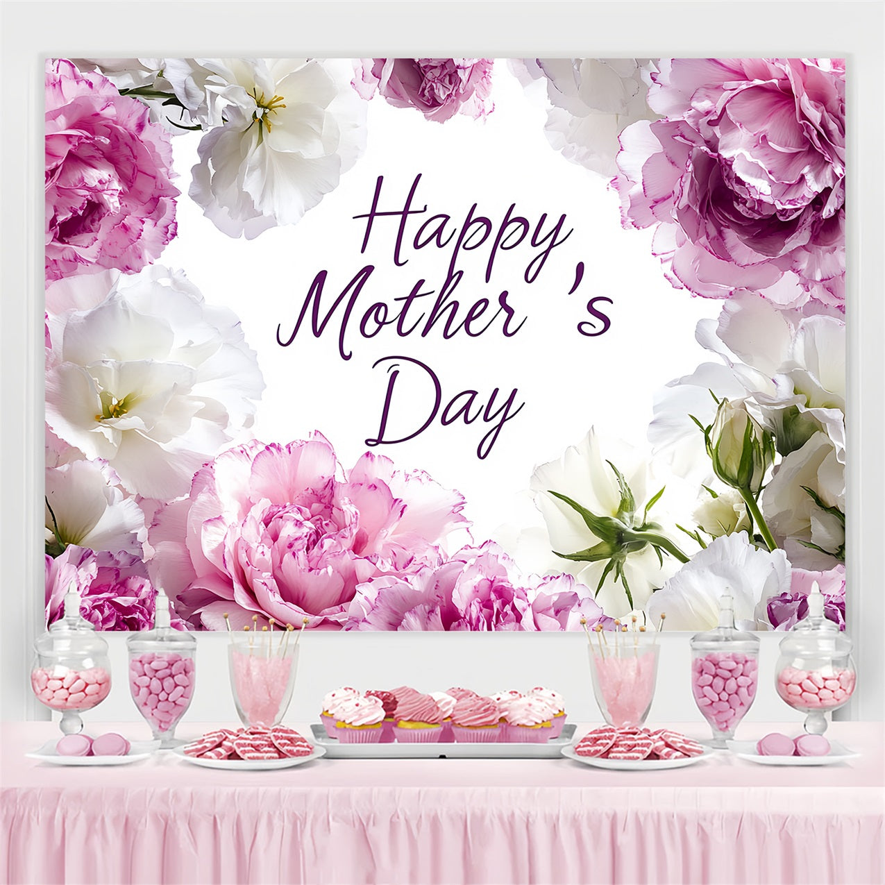 Toile de fond Fête des Mères Personnalisable Pivoine Florale CSH3-171