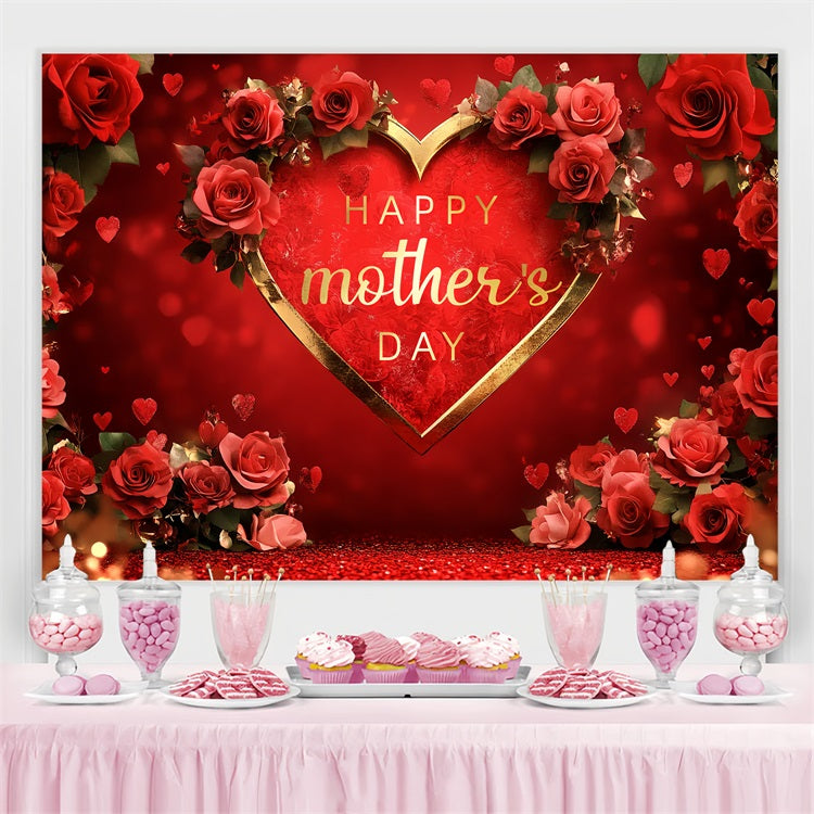 Toile de fond Fête des Mères Personnalisable Cœur Rose Rouge CSH3-173