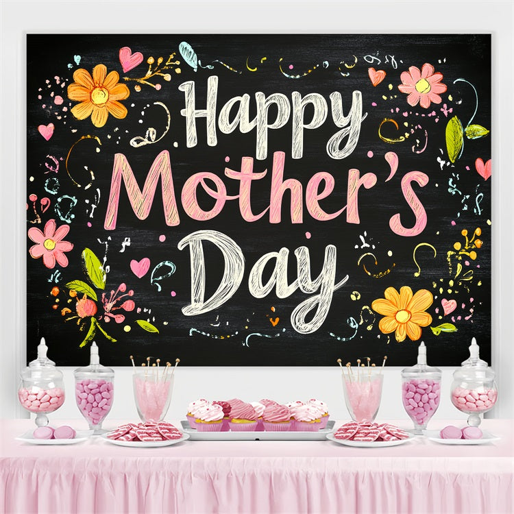 Toile de fond Fête des Mères Personnalisable Tableau Noir Fleuri CSH3-177