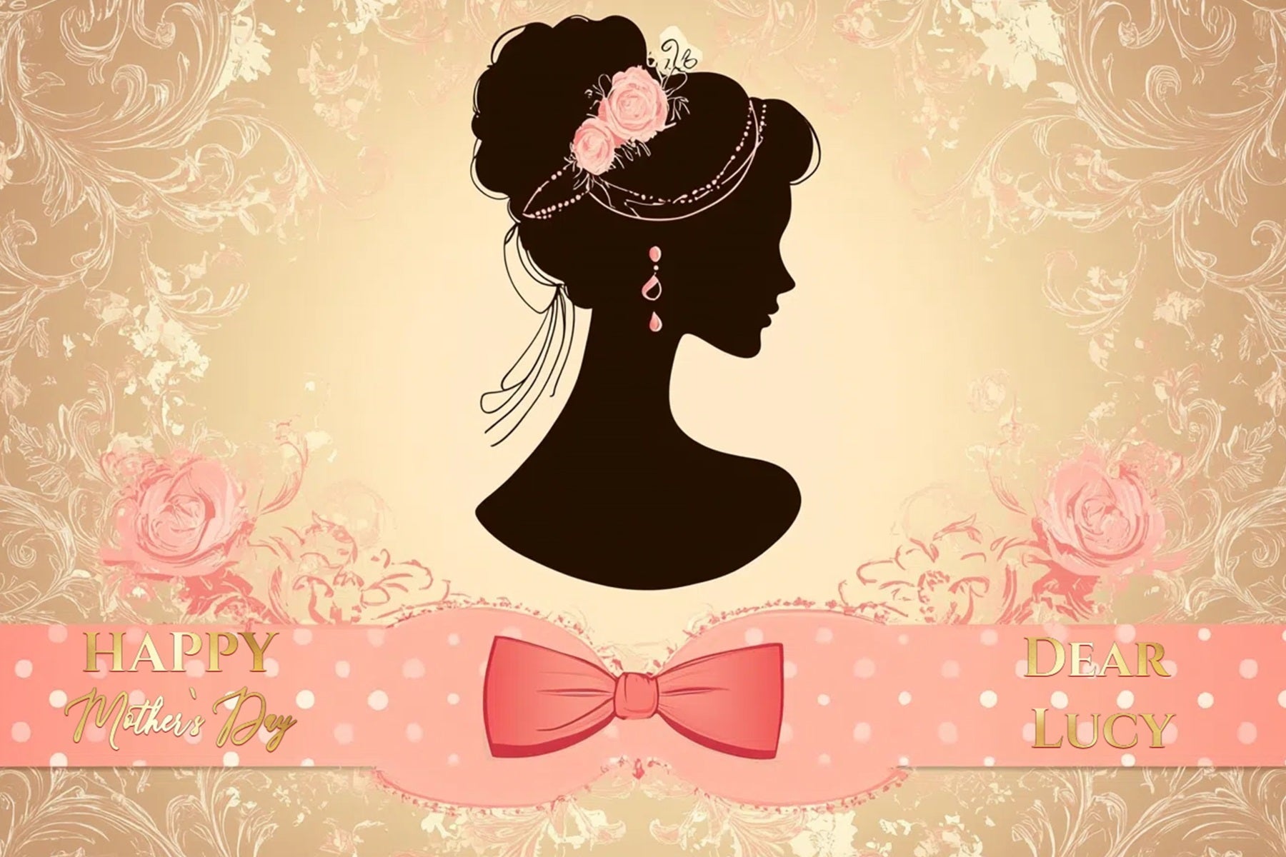 Toile de fond Fête des Mères Personnalisable Glamour Vintage Silhouette CSH3-179