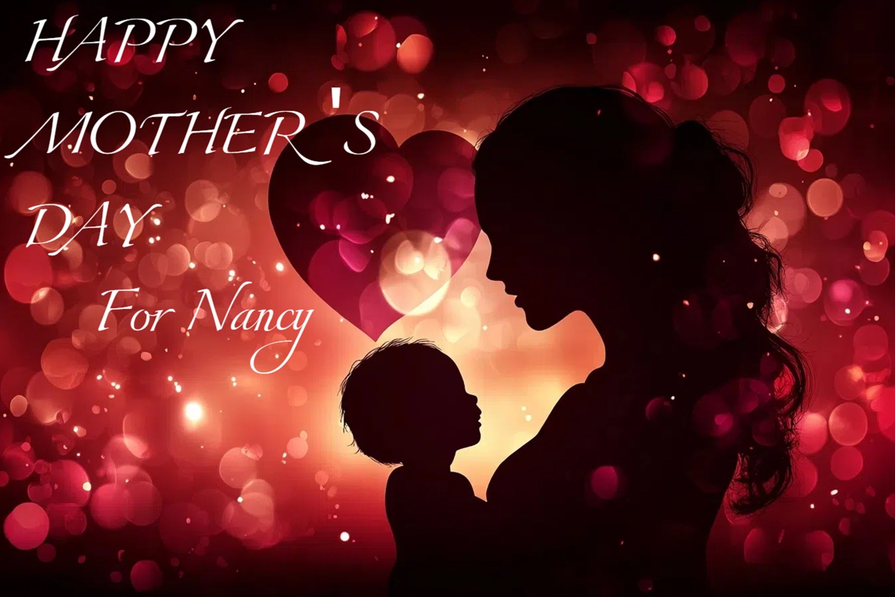 Toile de fond Fête des Mères Personnalisable Cœur Rouge Brillant CSH3-181