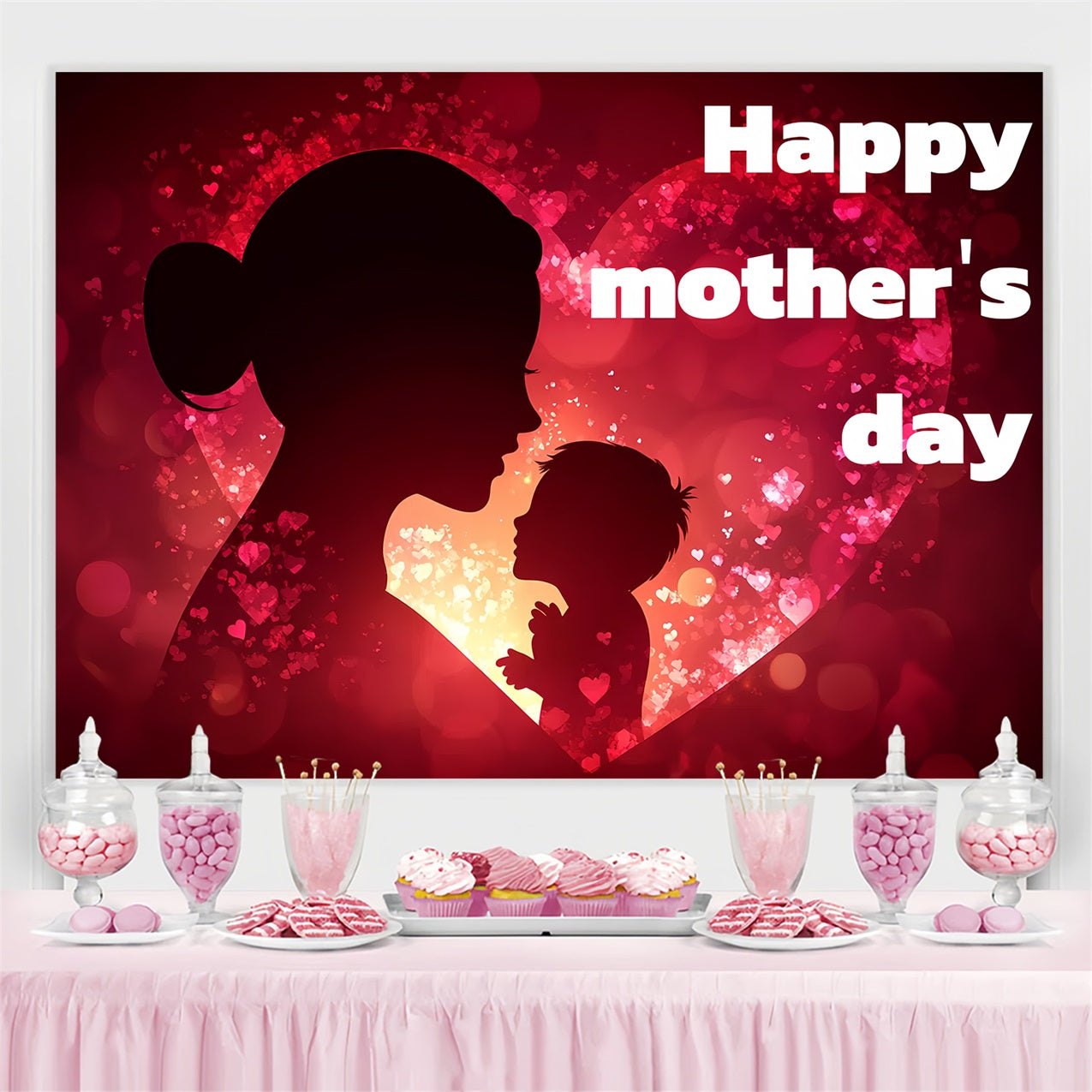 Toile de fond Fête des Mères Personnalisable Amour en Silhouette CSH3-182