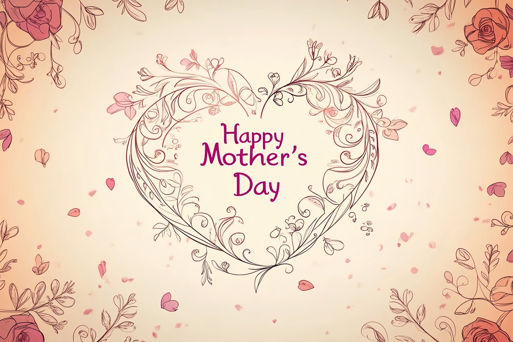 Toile de fond Fête des Mères Personnalisable Cœur Floral CSH3-183