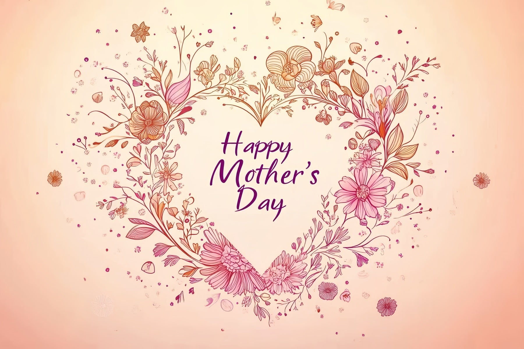 Toile de fond Fête des Mères Personnalisable Cœur Romantique Floral CSH3-184