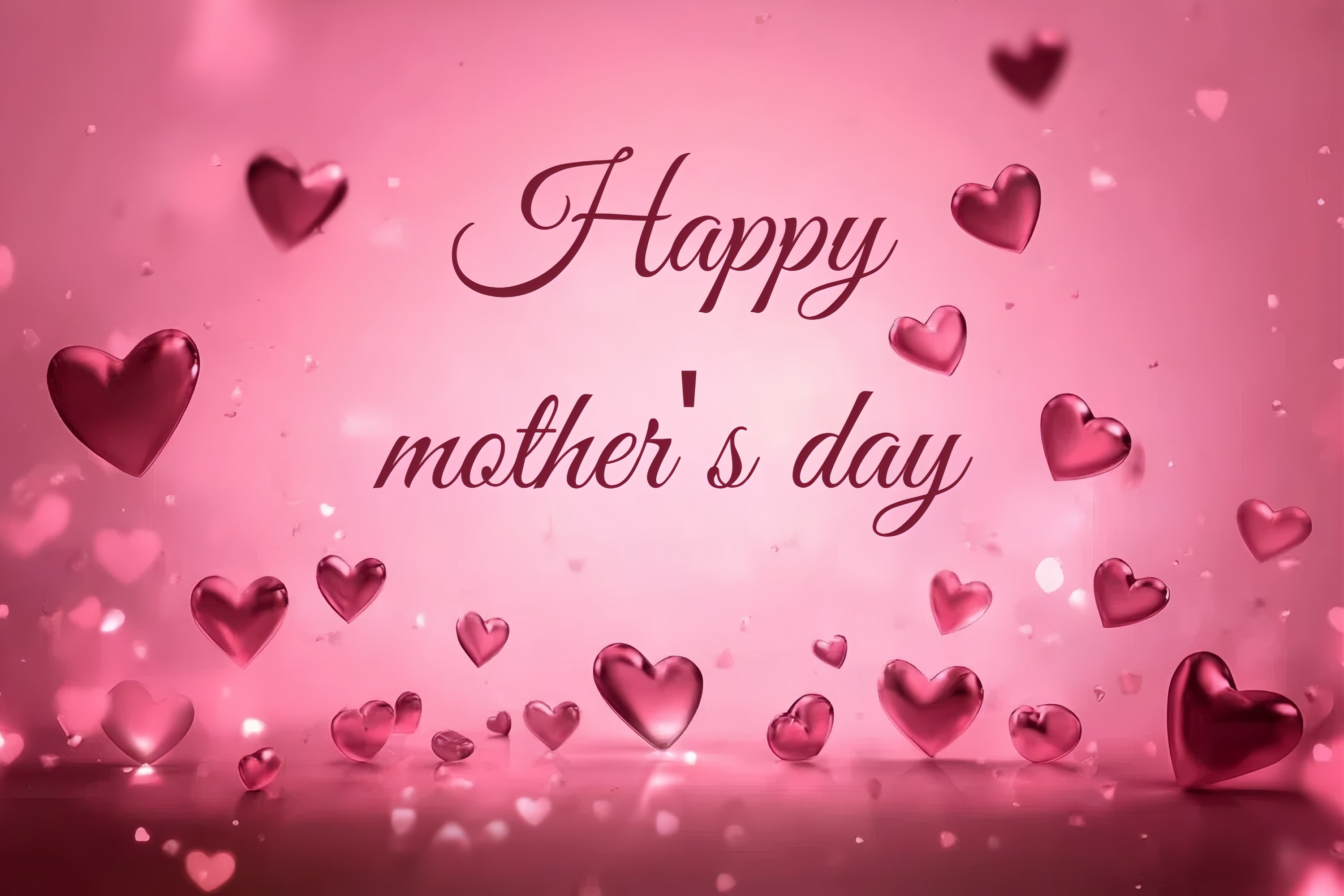 Toile de fond Fête des Mères Personnalisable Cœurs Flottants Roses CSH3-185