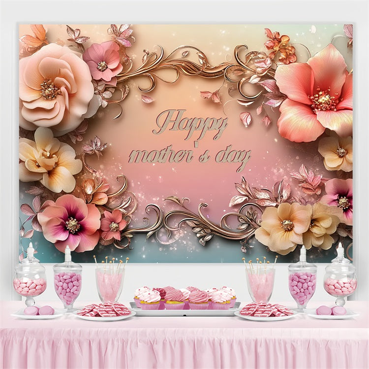 Toile de fond Fête des Mères Personnalisable Art Pétale Doré CSH3-190