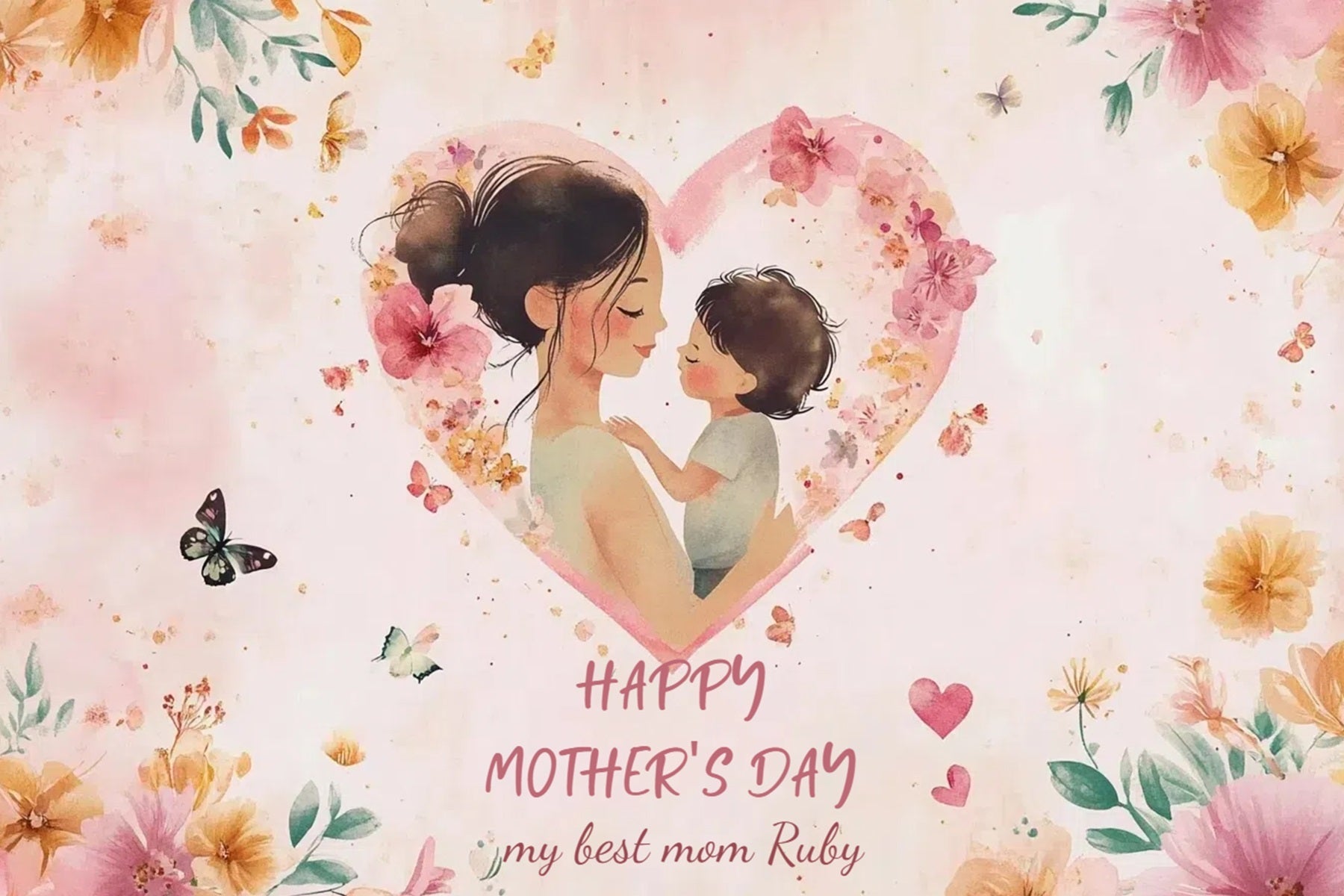 Toile de fond Fête des Mères Personnalisable Douce Étreinte d'Amour CSH3-192