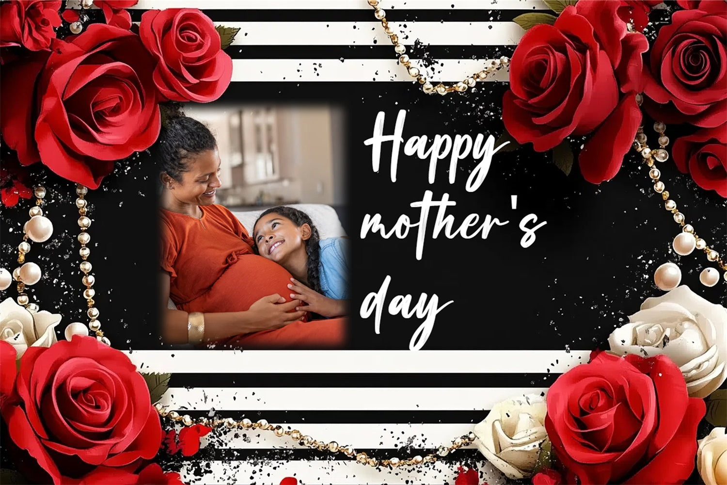 Toile de fond Fête des Mères Rayures Élégance Rose Personnalisée CSH3-196