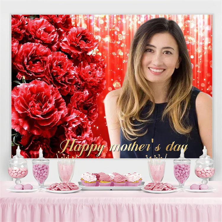 Toile de fond Fête des Mères Oeillets Rouges Étincelants Personnalisée CSH3-203
