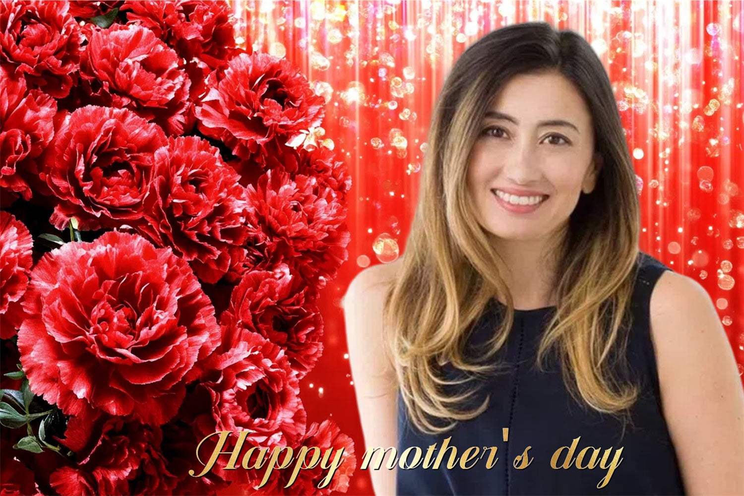 Toile de fond Fête des Mères Oeillets Rouges Étincelants Personnalisée CSH3-203