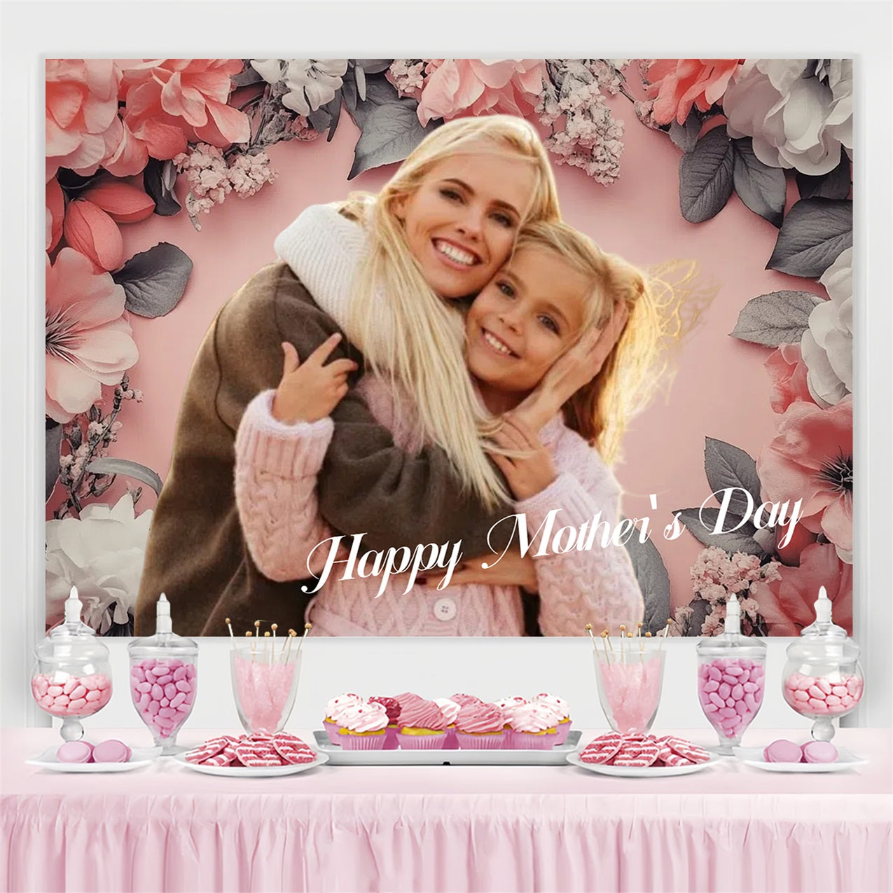 Toile de fond Fête des Mères Vintage Étreinte Florale Personnalisée CSH3-205