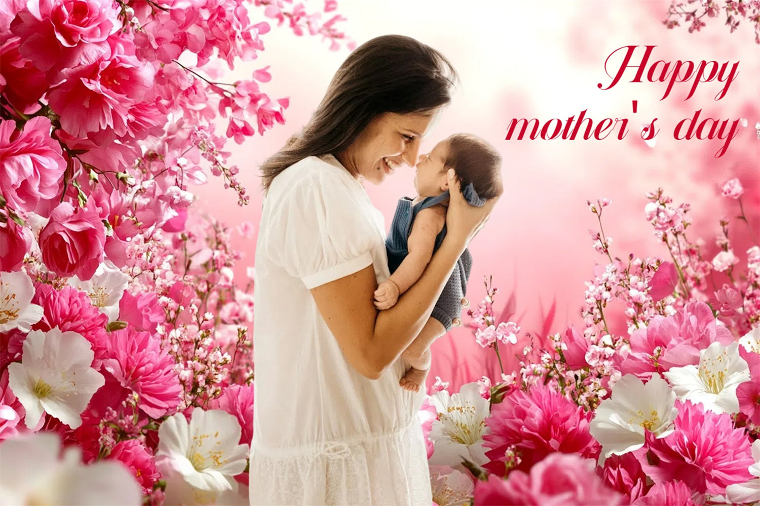 Toile de fond Fête des Mères Douceur Florale Rose Personnalisée CSH3-206