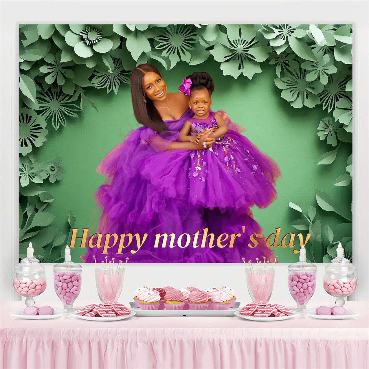 Toile de fond Fête des Mères Fleurs en Papier Personnalisée CSH3-208