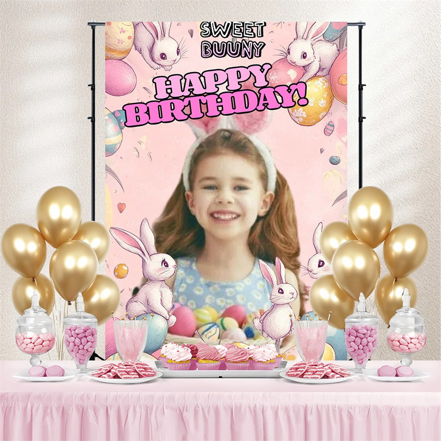 Toile de fond Photo Pâques Lapin Aquarelle Œuf Personnalisée CSH3-218