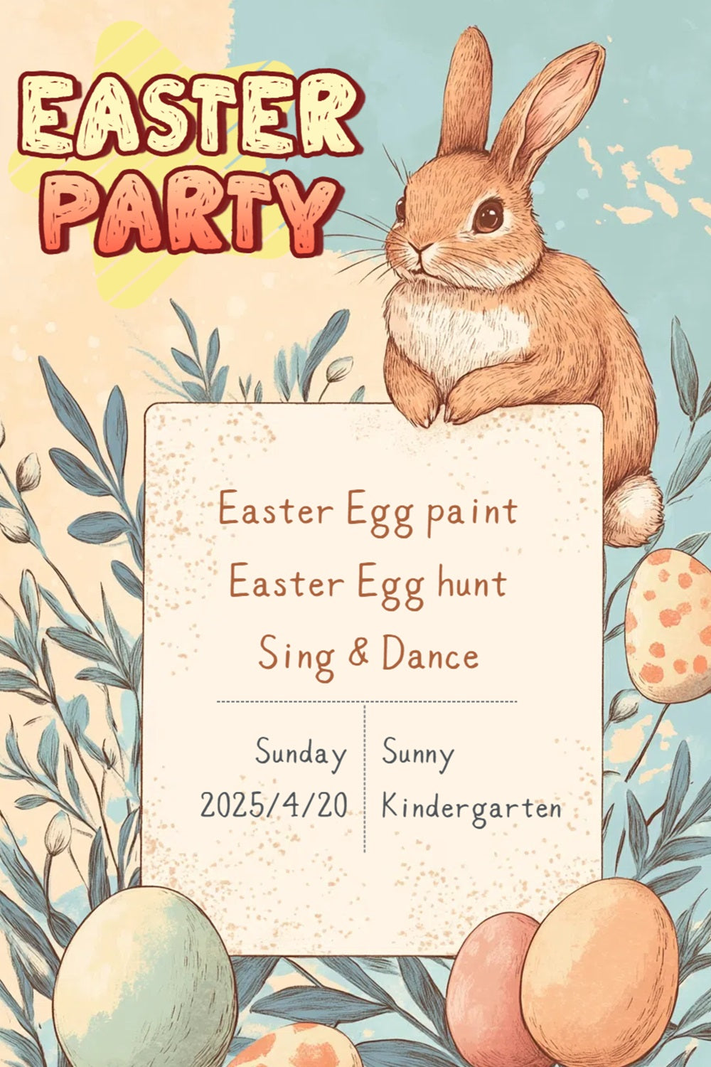 Toile de fond Pâques Lapin Œuf Fête Personnalisée CSH3-220