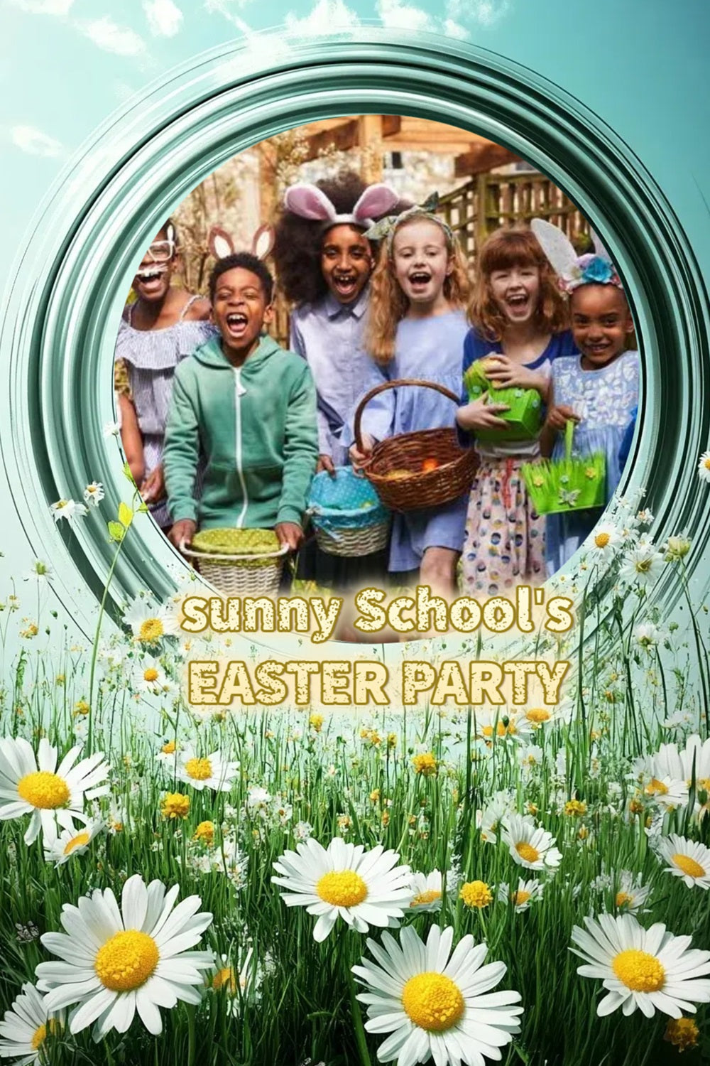 Toile de fond Photo Pâques Prairie Printanière Chasse aux Œufs Personnalisée CSH3-222