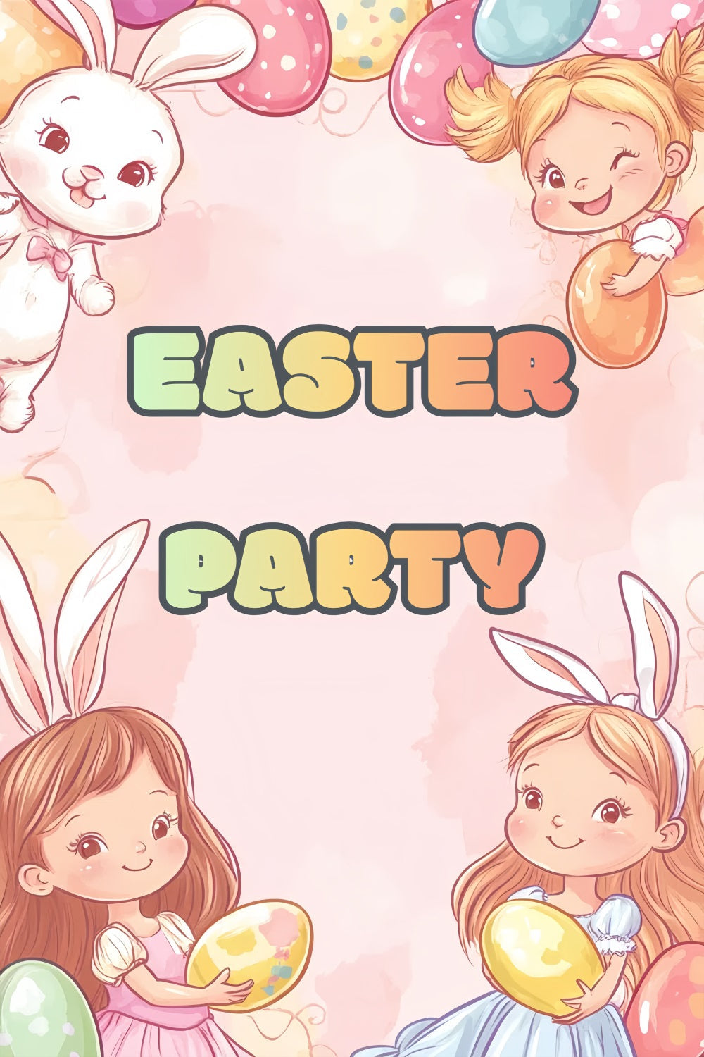 Toile de fond Pâques Idées Lapin Dessin Animé Célébration Personnalisée CSH3-226