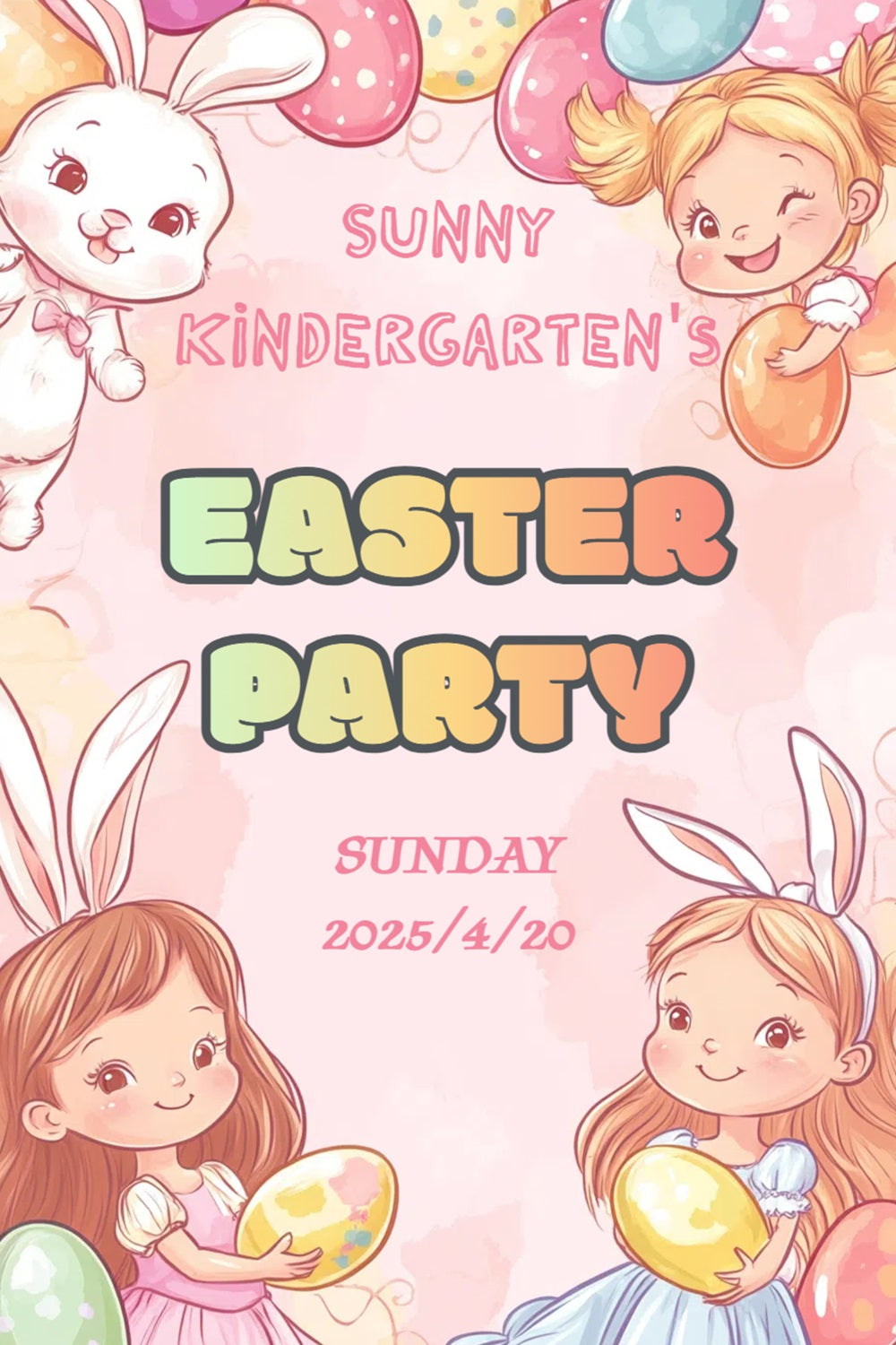 Toile de fond Pâques Idées Lapin Dessin Animé Célébration Personnalisée CSH3-226