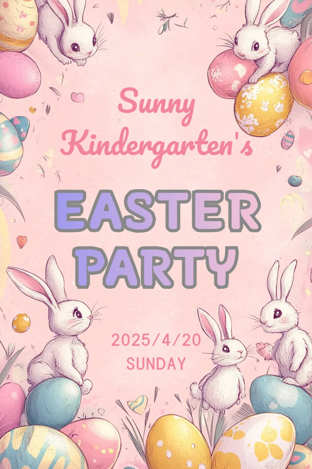 Toile de fond Pâques Lapin Pastel Vintage Personnalisée CSH3-227