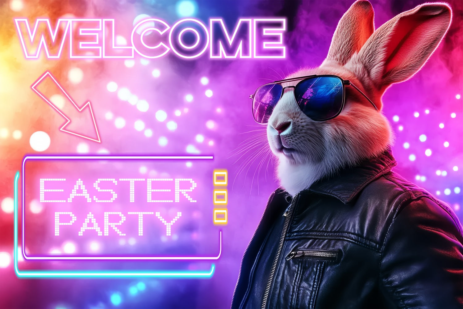 Toile de fond Photo Pâques Lapin Néon Fête Personnalisée CSH3-230
