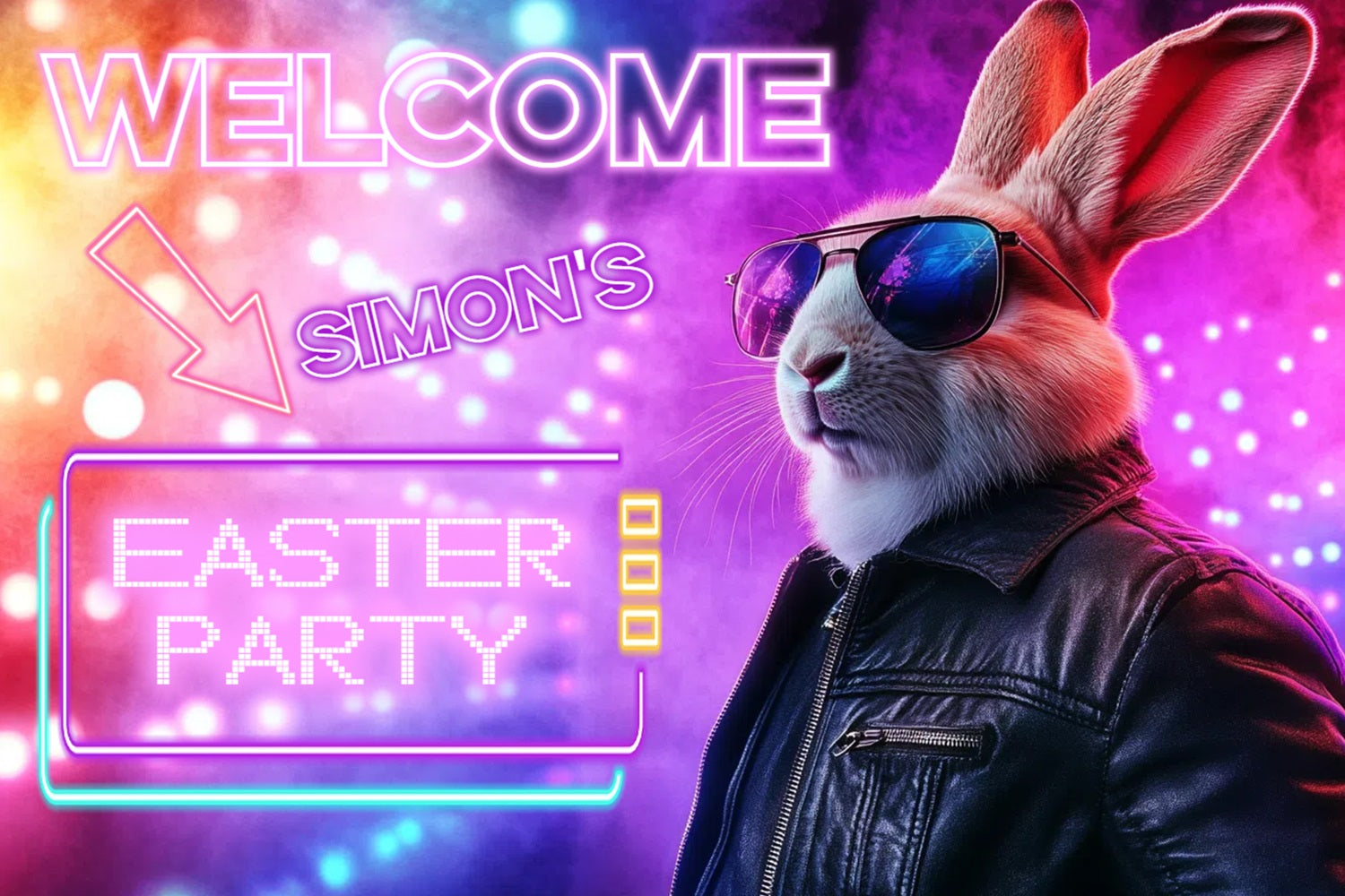 Toile de fond Photo Pâques Lapin Néon Fête Personnalisée CSH3-230