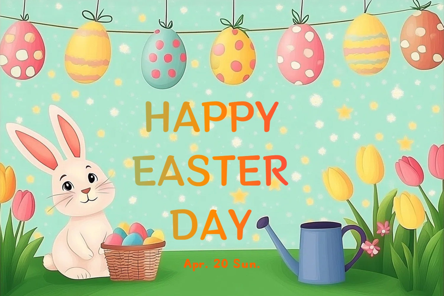 Toile de fond Pâques Lapin Tulipes Célébration Personnalisée CSH3-235