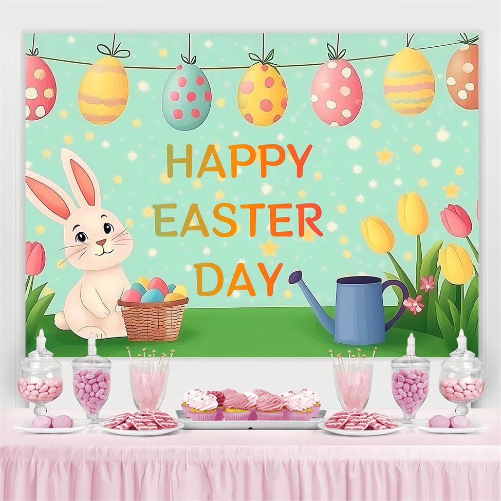 Toile de fond Pâques Lapin Tulipes Célébration Personnalisée CSH3-235