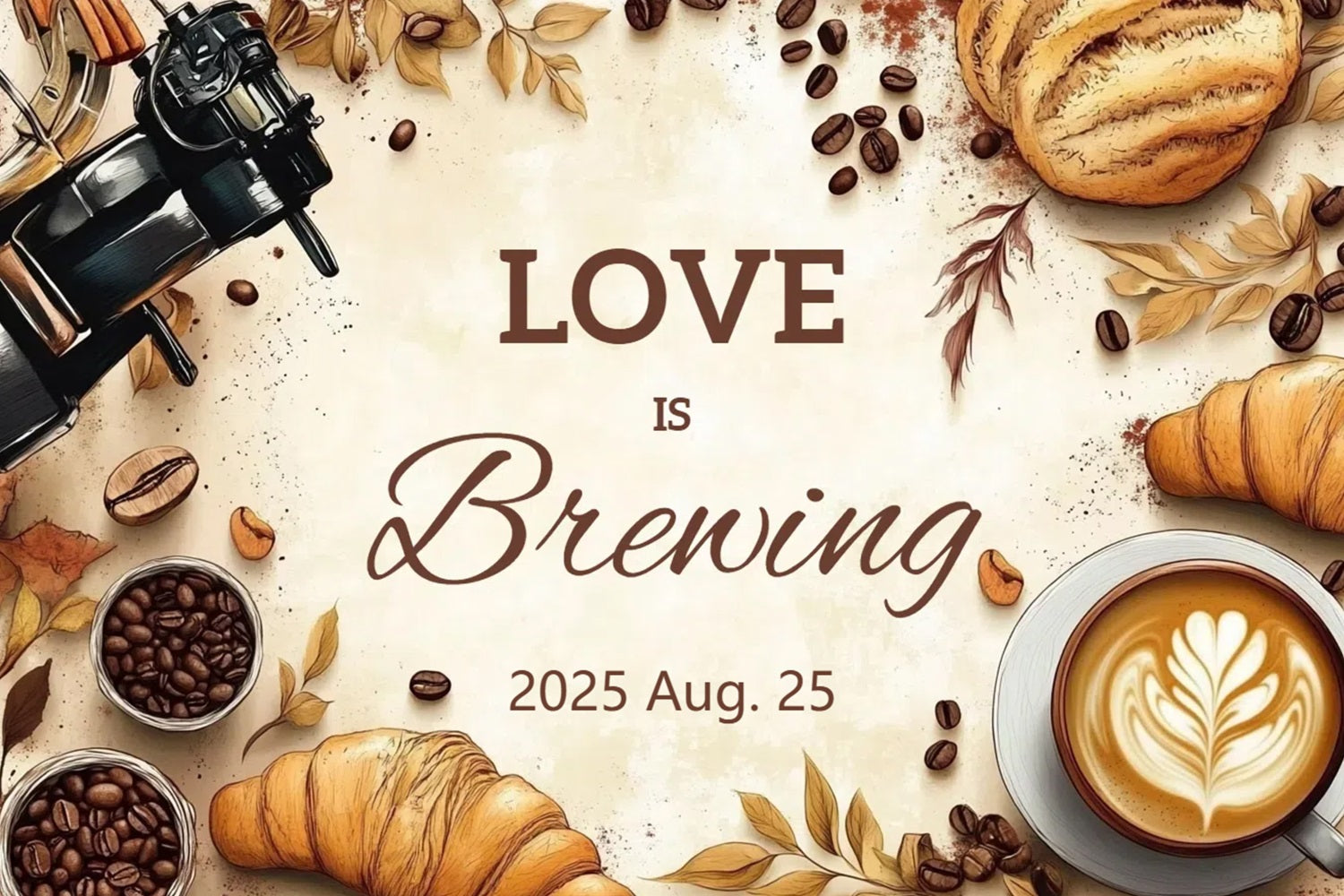 Toile de fond Mariage Personnalisable Croissant Espresso Automne CSH3-271