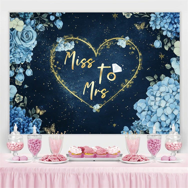 Toile de fond Photo Mariage Personnalisable Bleu Floral CSH3-275