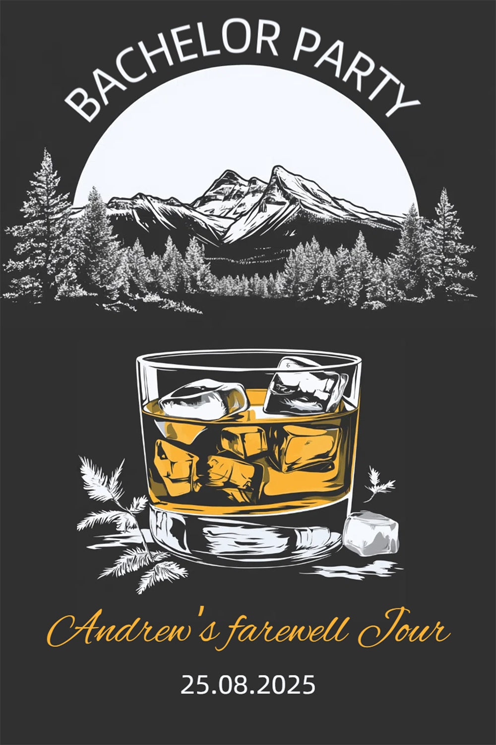 Toile de fond Mariage Personnalisable Soirée Whisky CSH3-304