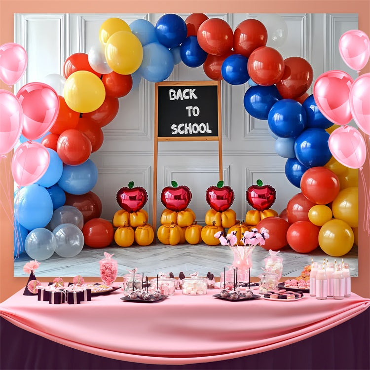 Toile de fond Photo Rentrée des Classes Arche de Ballons Salle de Classe CSH3-37