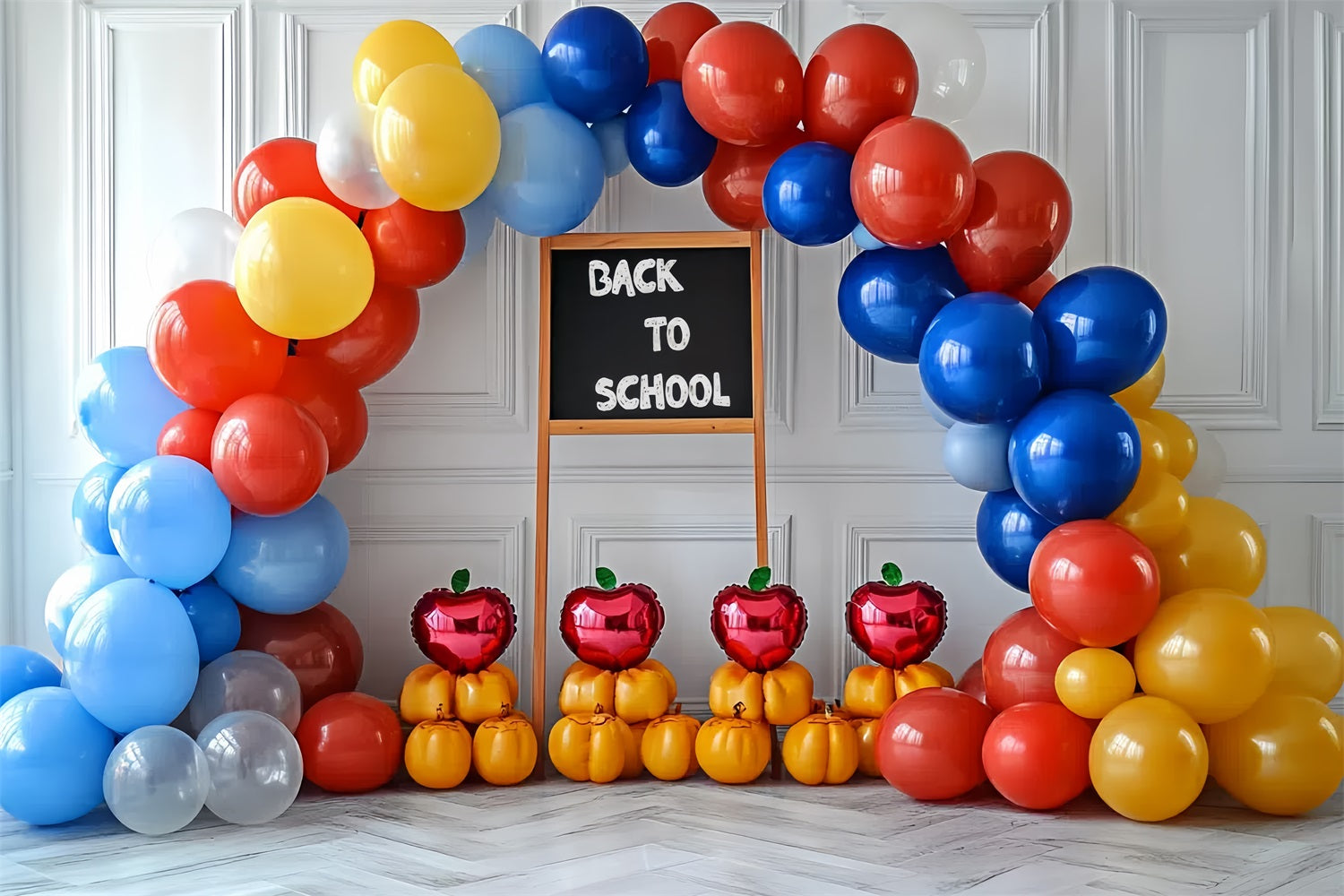 Toile de fond Photo Rentrée des Classes Arche de Ballons Salle de Classe CSH3-37
