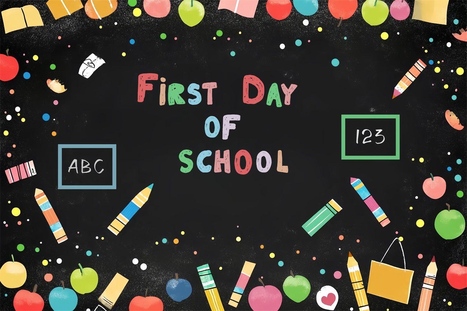 Toile de fond Rentrée des Classes Décoration Ludique Tableau Noir CSH3-42