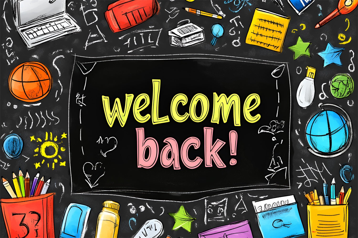 Toile de fond Rentrée des Classes Salle de Classe Créative Tableau Noir CSH3-49