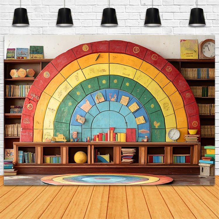 Toile de fond Rentrée Scolaire Bibliothèque Puzzle Colorée CSH3-5
