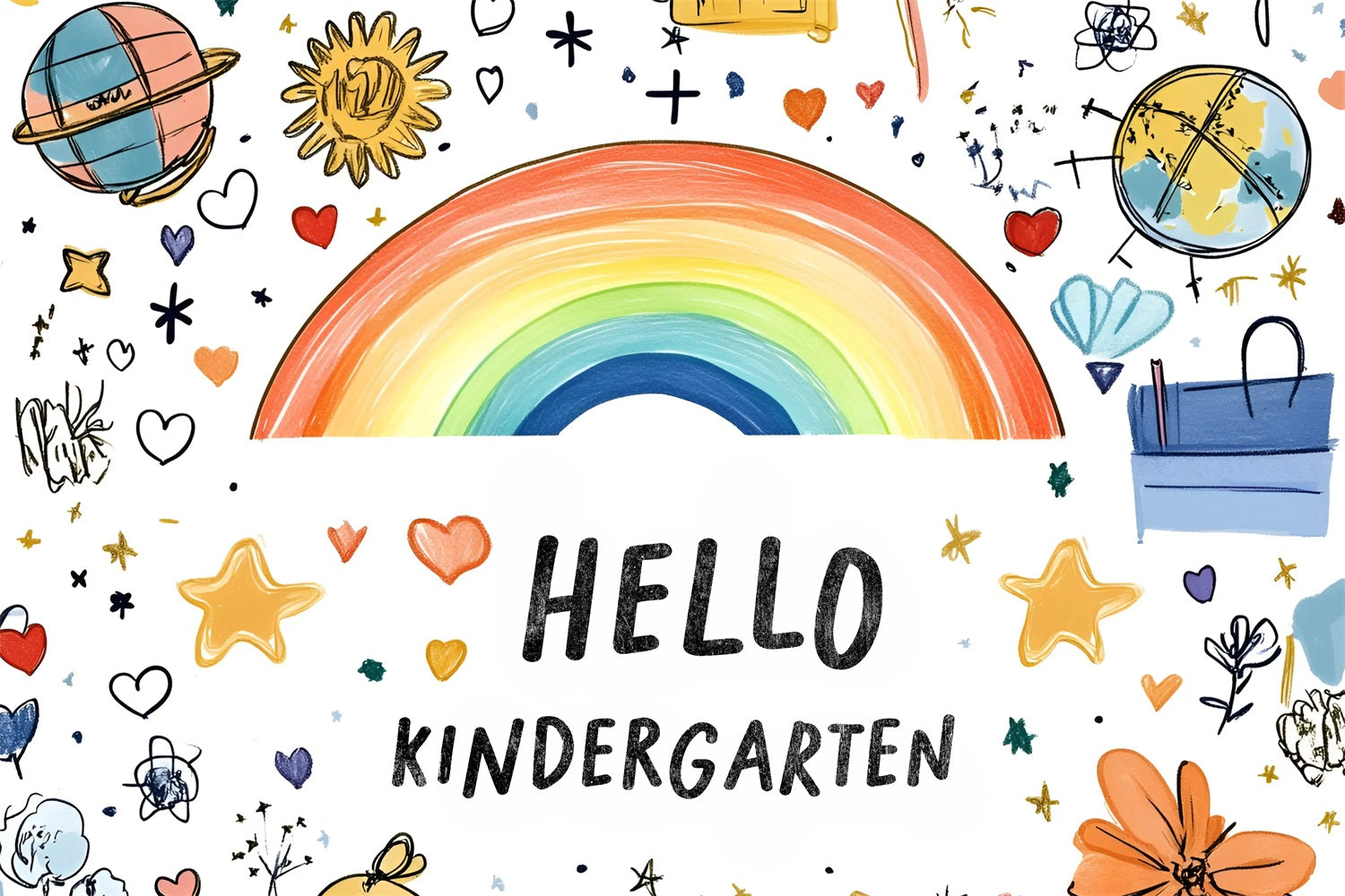 Toile de fond Rentrée des Classes Étoiles Dessinées à la Main Arc-en-Ciel CSH3-52