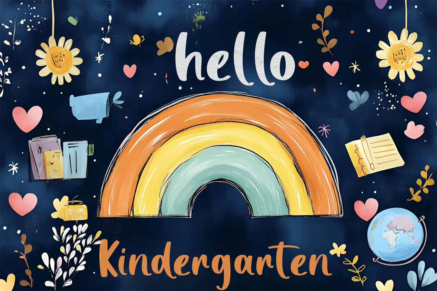 Toile de fond Photo Rentrée des Classes Arc-en-Ciel Rêveur Maternelle CSH3-53