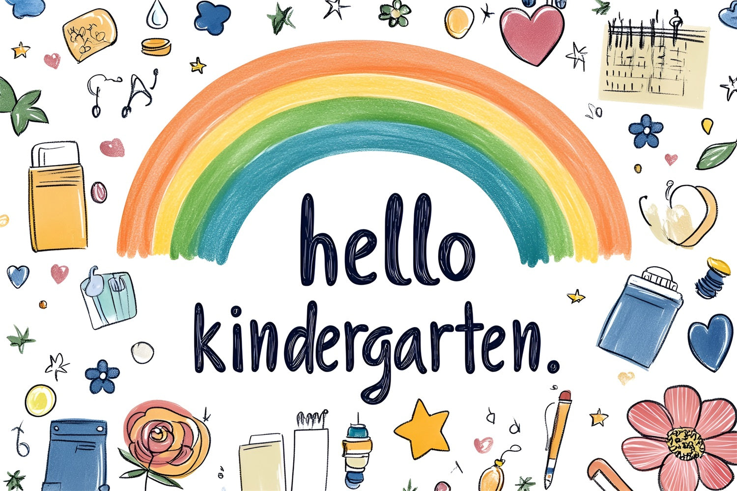 Toile de fond Rentrée des Classes Aquarelle Ludique Maternelle CSH3-54