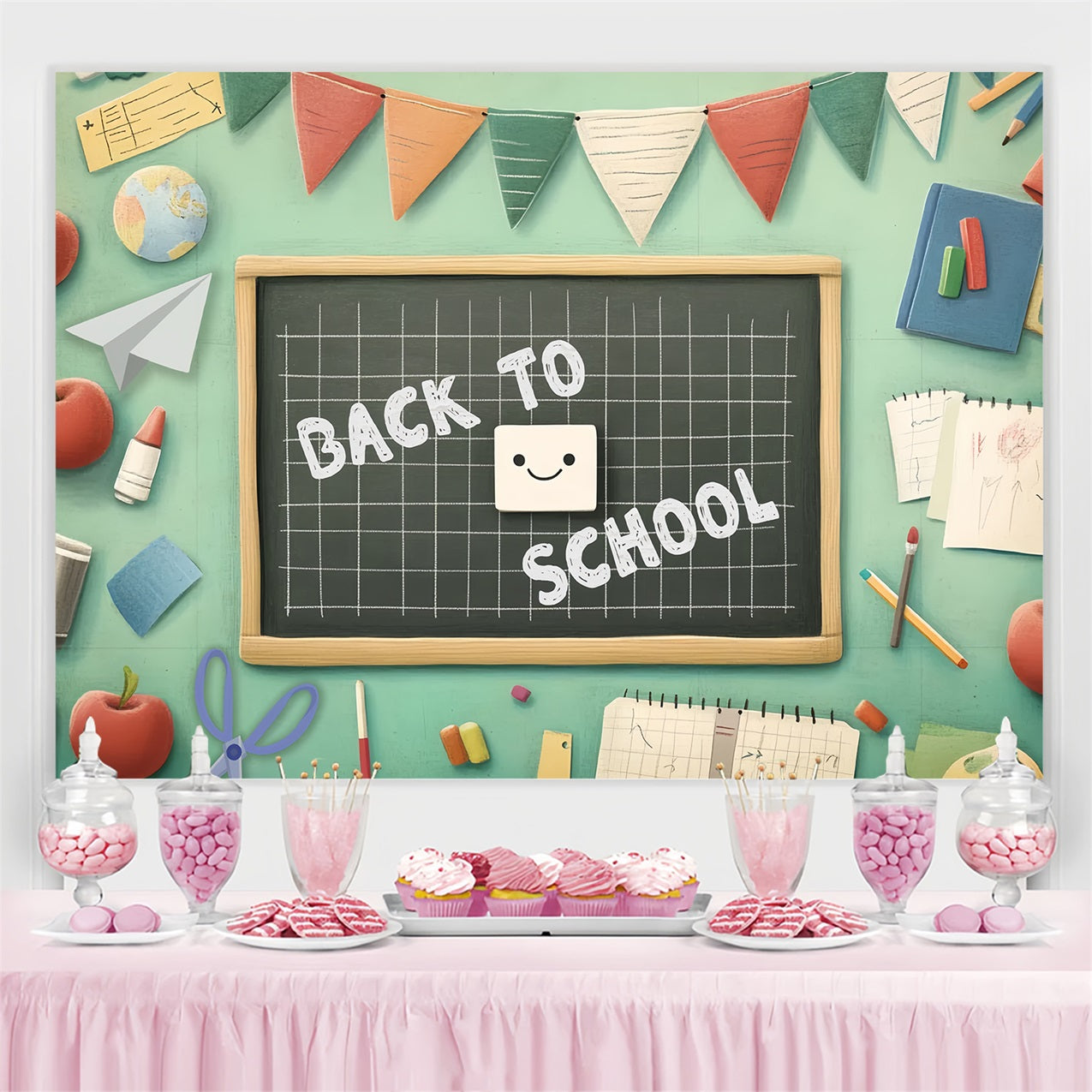 Toile de fond Rentrée des Classes Décoration Salle de Classe Tableau Noir CSH3-56