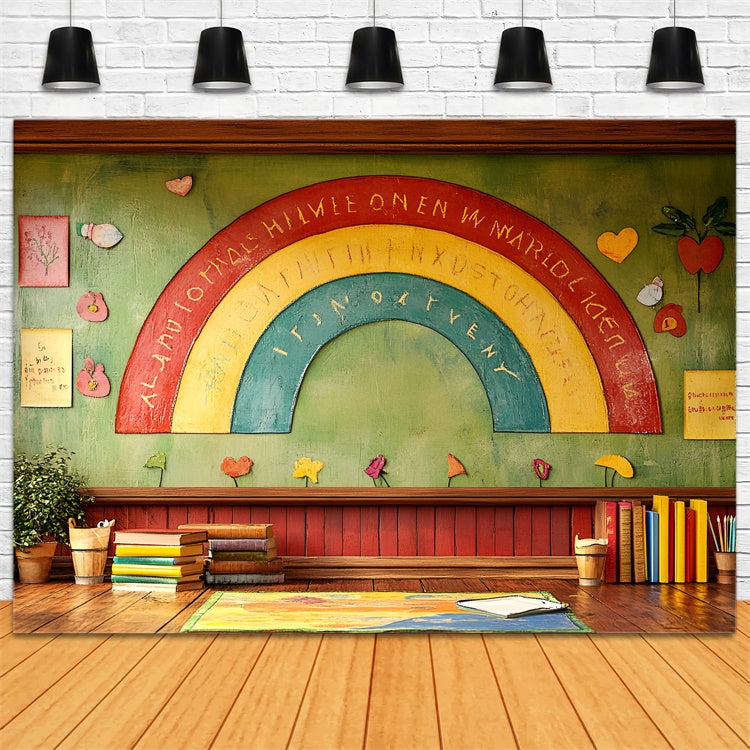 Toile de fond Rentrée Scolaire Tableau Noir Arc-en-Ciel Artisanal CSH3-6