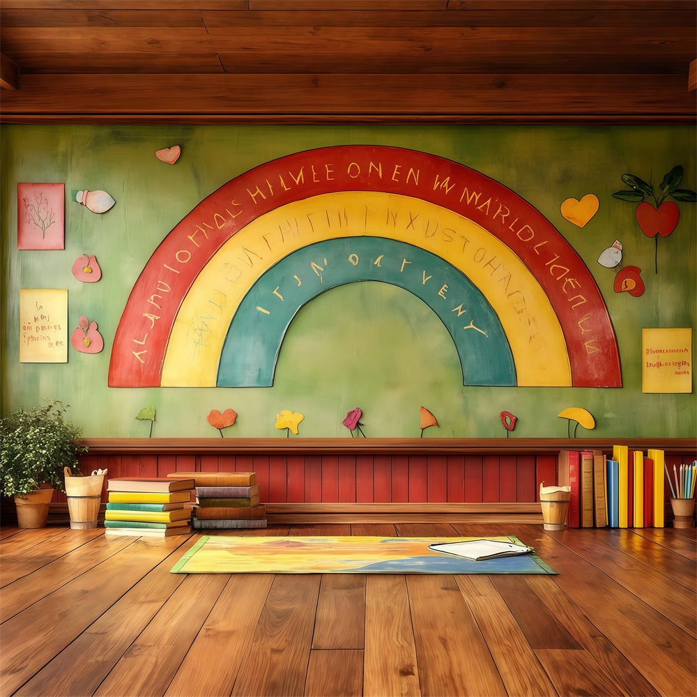 Toile de fond Rentrée Scolaire Tableau Noir Arc-en-Ciel Artisanal CSH3-6