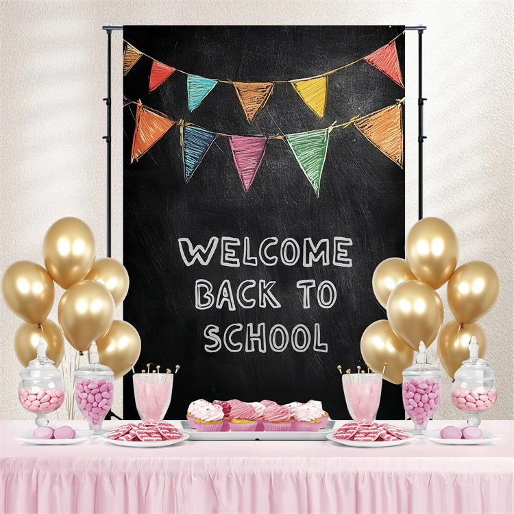 Toile de fond Rentrée des Classes Tableau Noir Classique Bienvenue CSH3-61
