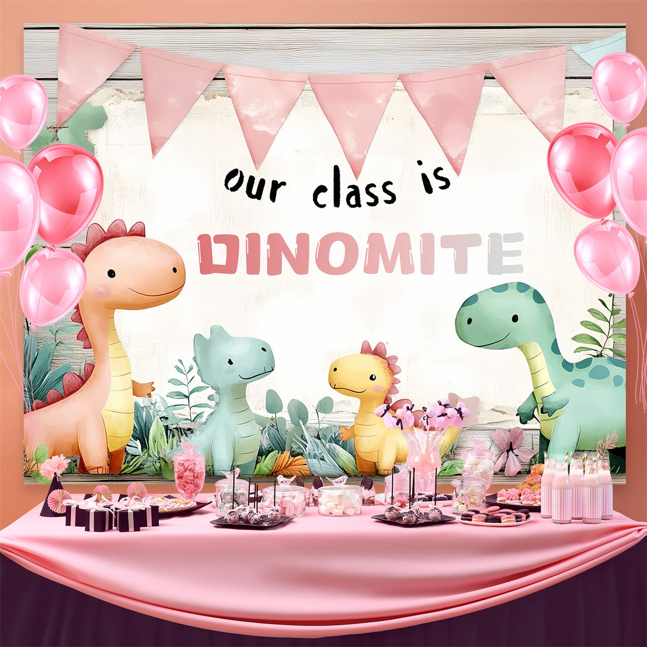 Toile de fond Rentrée des Classes Salle de Classe Dinosaure Mignon CSH3-77