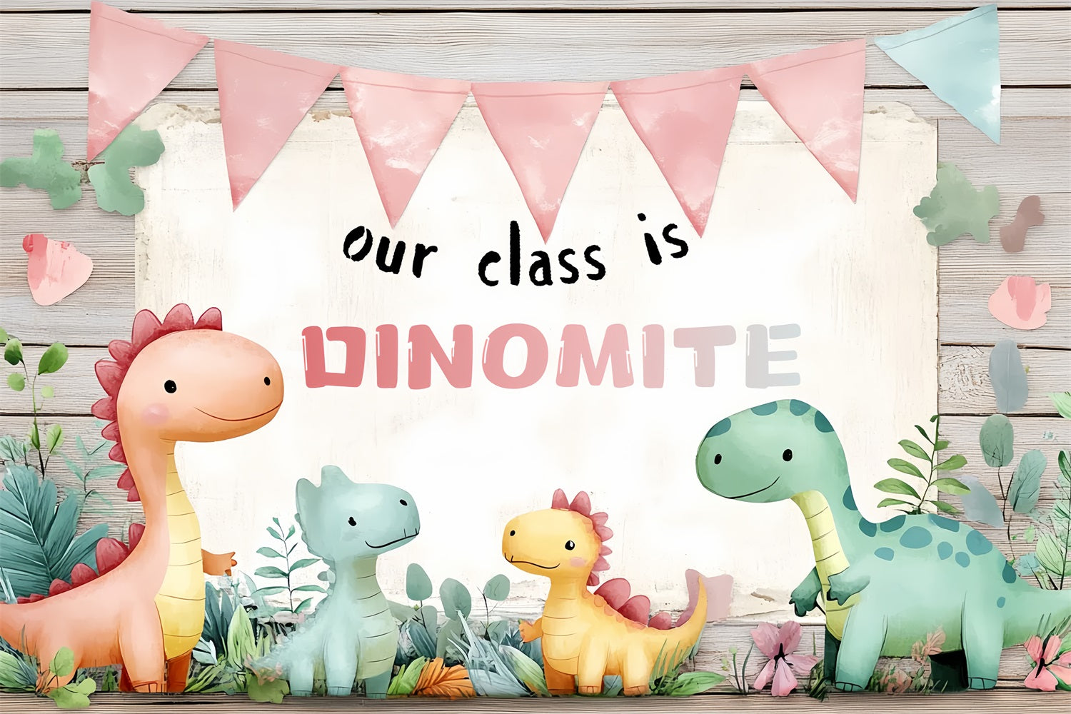 Toile de fond Rentrée des Classes Salle de Classe Dinosaure Mignon CSH3-77